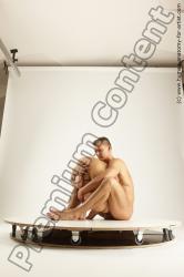 Nude Woman - Man White Sitting poses - simple Athletic Short Blond Sitting poses - ALL Multi angles poses Realistic